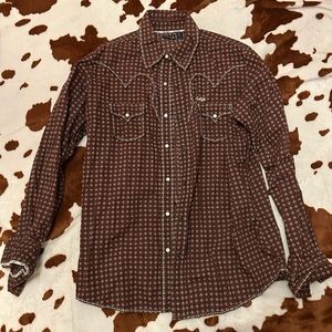Cruel Girl Brown Pearl Snap Button Down